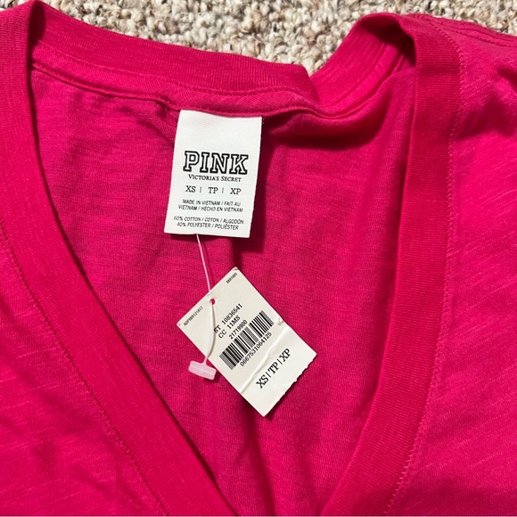 PINK Victoria's Secret Hot Pink Tee with Sequin Logo - Picture 3 of 4